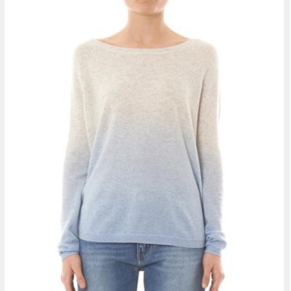Vince slouchy ombré blue grey cashmere and wool sweater XXS